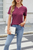 Diagonal Button Short Sleeved T-Shirt