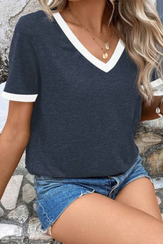 Casual V-Neck Short Sleeved Loose T-Shirt