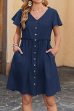Bohemian V-Neck Short Sleeved Ruffled Dress