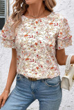 Short Sleeved Loose Printed Chiffon Shirt
