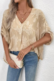 Spring Summer Bat Sleeve Lace Jacquard Shirt
