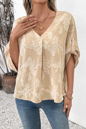 Spring Summer Bat Sleeve Lace Jacquard Shirt