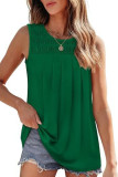 Pleated Round Neck Sleeveless Vest