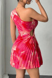 Sleeveless Printed High Waisted Hip Hugging Skirt