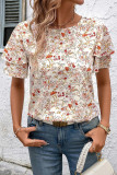 Short Sleeved Loose Printed Chiffon Shirt