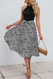 Sleeveless Neck Hanging Leopard Print Dress