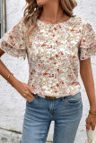 Short Sleeved Loose Printed Chiffon Shirt