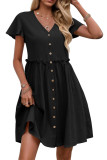 Bohemian V-Neck Short Sleeved Ruffled Dress