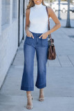 Loose Denim Straight Leg Cropped Pants Jeans