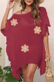 Lotus Leaf Edge Solid Color Beach Bikini Cover Up