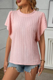 Round Neck Double-Layer Ruffled Short Sleeved T-Shirt
