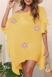 Lotus Leaf Edge Solid Color Beach Bikini Cover Up