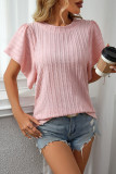 Round Neck Double-Layer Ruffled Short Sleeved T-Shirt