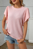 Round Neck Double-Layer Ruffled Short Sleeved T-Shirt