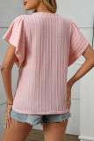 Round Neck Double-Layer Ruffled Short Sleeved T-Shirt