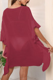 Lotus Leaf Edge Solid Color Beach Bikini Cover Up