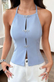 Solid Color Bow Sleeveless Backless Vest
