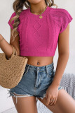 Solid Color Fried Dough Twists Short Sleeve Knitted Shirt