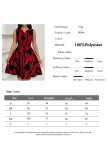 Printed Sleeveless Waist Cinching Dress