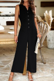 Casual V-Neck Sleeveless Solid Color Jumpsuit