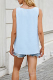 V-Neck Hollow Pleated Chiffon Sleeveless Shirt