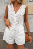 Hollow Sleeveless Vest Shorts Two-Piece Set