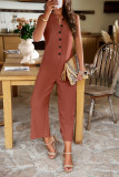Casual V-Neck Sleeveless Solid Color Jumpsuit