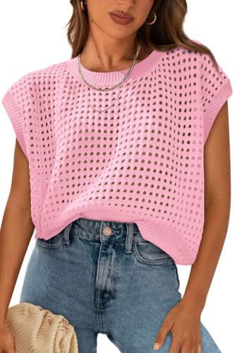 Round Neck Hollow Sunscreen Knitted Sweater Cover Up