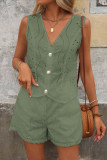 Hollow Sleeveless Vest Shorts Two-Piece Set