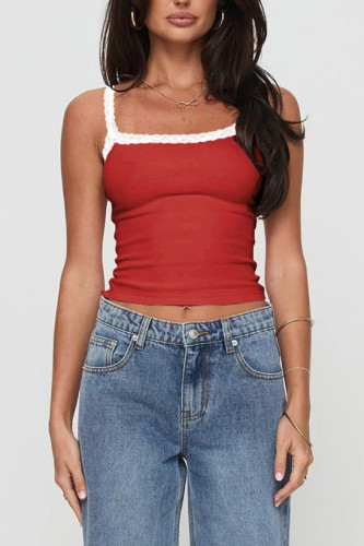 Lace Edged Sleeveless Camisole Vest