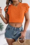 Solid Color Fried Dough Twists Short Sleeve Knitted Shirt