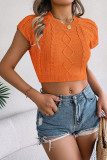 Solid Color Fried Dough Twists Short Sleeve Knitted Shirt