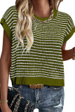 Round Neck Knitted Striped Sweater Shirt
