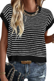 Round Neck Knitted Striped Sweater Shirt