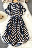 Large Size Vacation Style Striped Short Sleeve Dress