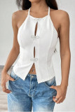 Solid Color Bow Sleeveless Backless Vest