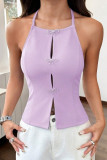 Solid Color Bow Sleeveless Backless Vest