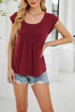 Solid Color Round Neck Loose Short Sleeved T-Shirt