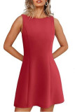Solid Color Sleeveless Round Neck Dress