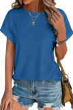 Round Neck Loose Short Sleeved Solid Color T-Shirt