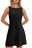 Solid Color Sleeveless Round Neck Dress