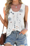 Round Neck Tie Dye Printed Loose Sleeveless Vest