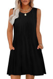 Round Neck Printed Pocket Sleeveless Vest Dress