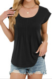 Solid Color Round Neck Loose Short Sleeved T-Shirt