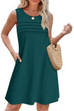 Printed Sleeveless Loose Pocket Dress