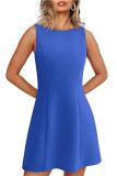 Solid Color Sleeveless Round Neck Dress