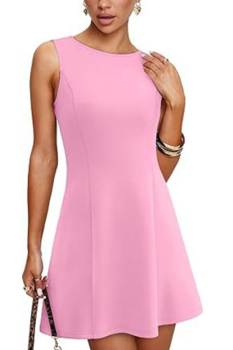 Solid Color Sleeveless Round Neck Dress