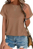 Round Neck Loose Short Sleeved Solid Color T-Shirt