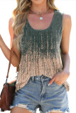 Round Neck Tie Dye Printed Loose Sleeveless Vest
