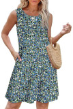 Printed Sleeveless Loose Pocket Dress